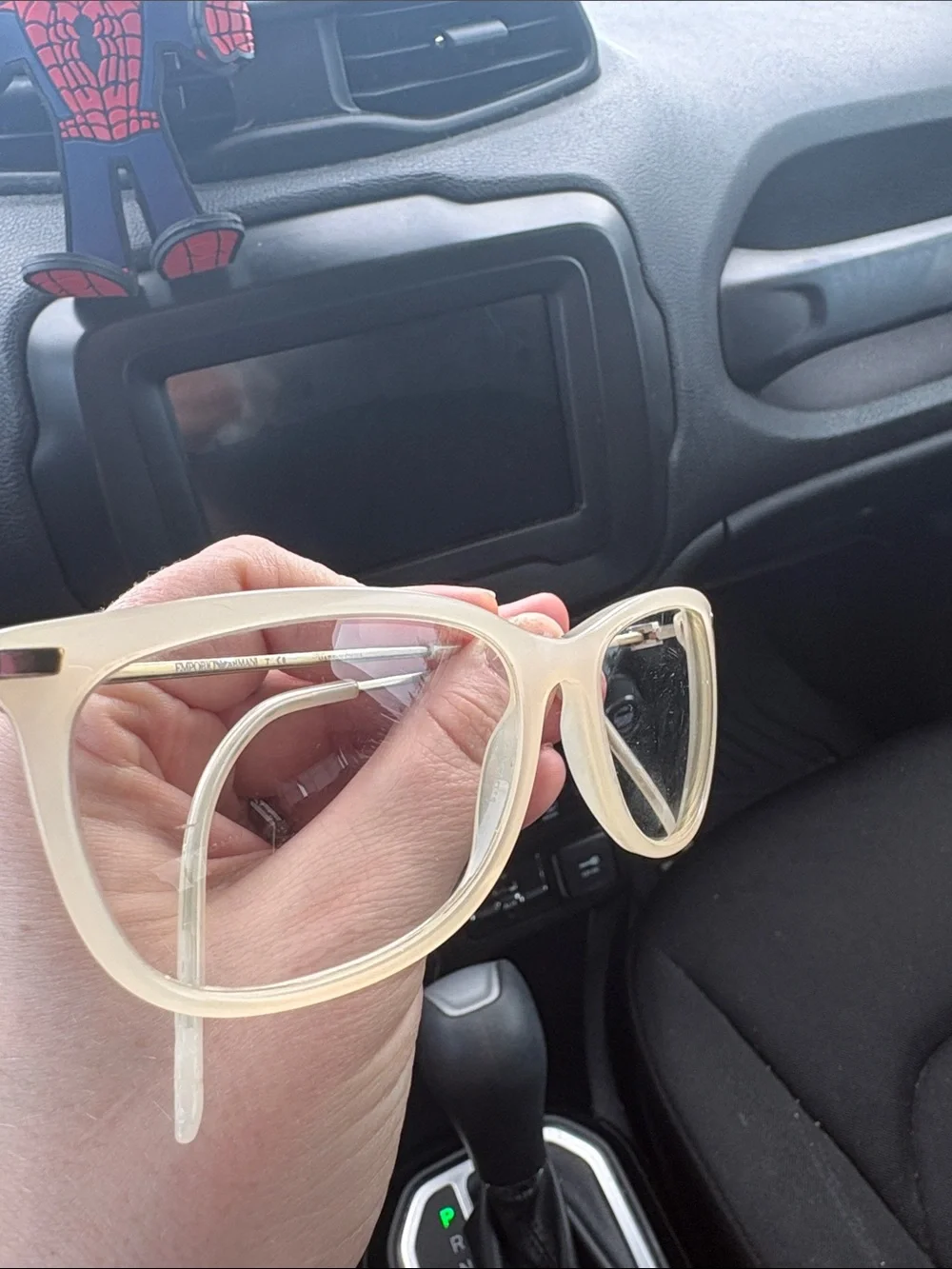 Emporio Armani Cream Cat-Eye Glasses with prescription